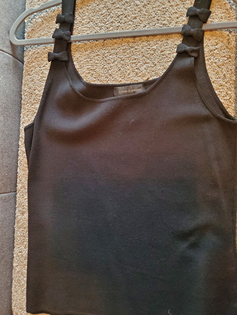 cable & gauge Black Bow Strap Tank Top